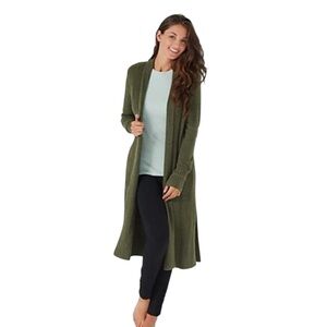 Barefoot Dreams Cozy Chic Lite Petite Catalina Long Cardigan Olive Green 3X NWT